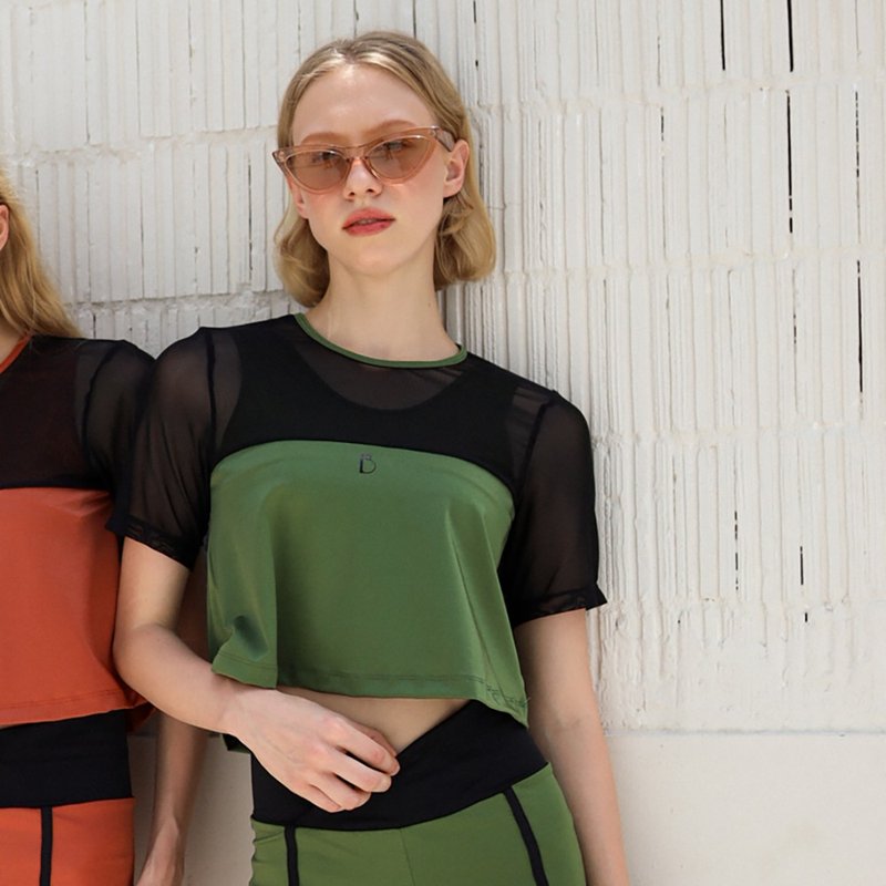 Essential twotone crop – 橄欖綠色顏色/泳衣(單獨販售) 78OLIV - 女泳衣/比基尼 - 尼龍 綠色