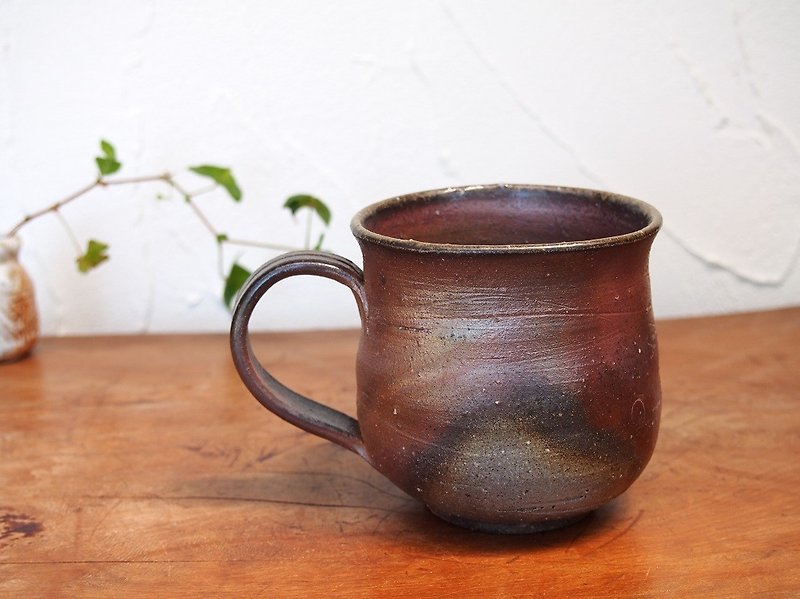 Bizen coffee cup (large) ROKURO eyes c 7 - 013 - แก้วมัค/แก้วกาแฟ - ดินเผา สีนำ้ตาล
