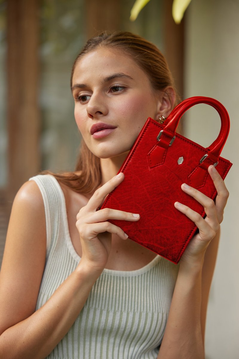 Ivy Mini Tote Bag - Cherry - 其他 - 植物．花 紅色