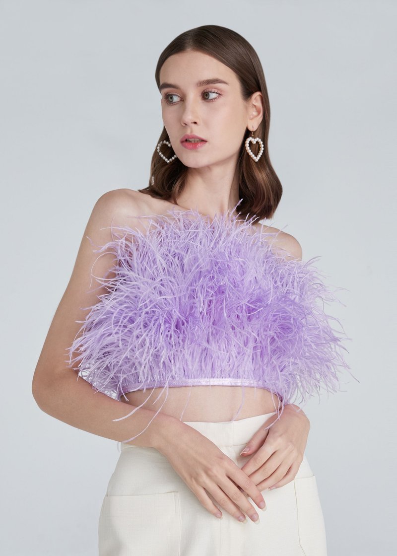 Gina lavender  purple feathers top for women - 女上衣/長袖上衣 - 羽絨 紫色
