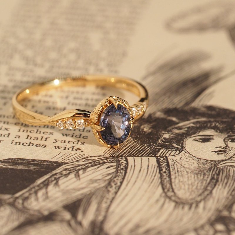 18K金藍色尖晶石金色扭紋戒指18K GoldThe Blue Spinel Golden Tw - 戒指 - 貴金屬 