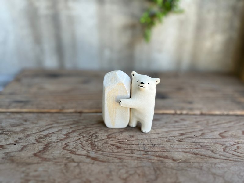 小北極熊與冰1 - 擺飾/家飾品 - 陶 白色