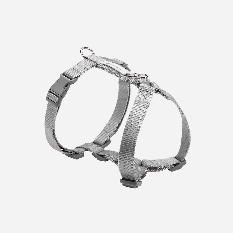 [Tail and me] classic nylon belt chest strap silver gray L - ปลอกคอ - ไนลอน 