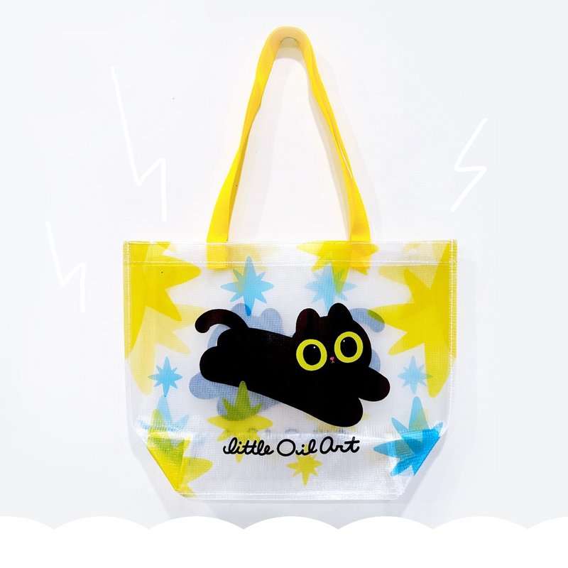 Mumu Cat - Waterproof woven shopping bag that can be carried on the shoulder - กระเป๋าแมสเซนเจอร์ - วัสดุกันนำ้ สีใส