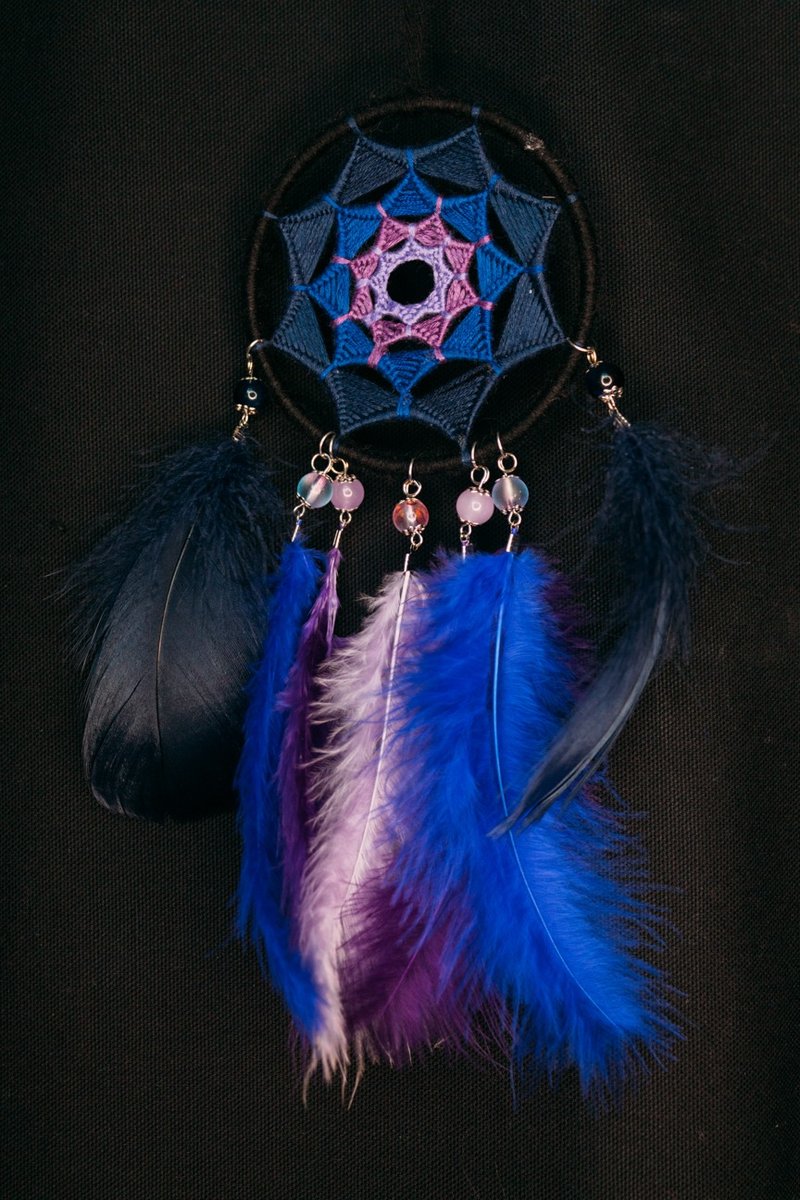 Handmade Dreamcatcher - 【Matching - Dark Night】 - Items for Display - Other Materials Blue