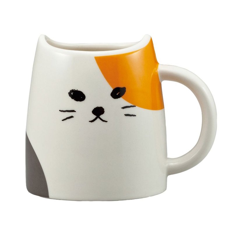 日本 sunart 馬克杯 - 三花貓 - 咖啡杯 - 陶 橘色