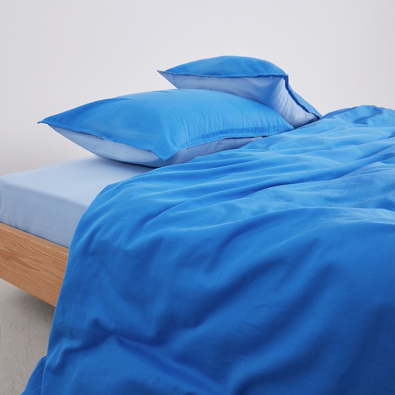 Inside and outside series indigo color bird 60 long-staple cotton cotton sheets quilt cover bed bag double bed four-piece set - เครื่องนอน - ผ้าฝ้าย/ผ้าลินิน สีน้ำเงิน