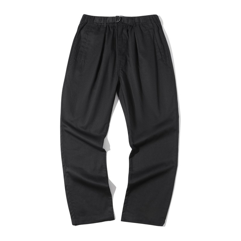 Incense Harbour Cotton Twill Tuck Pants - Black - Men's Pants - Cotton & Hemp Black