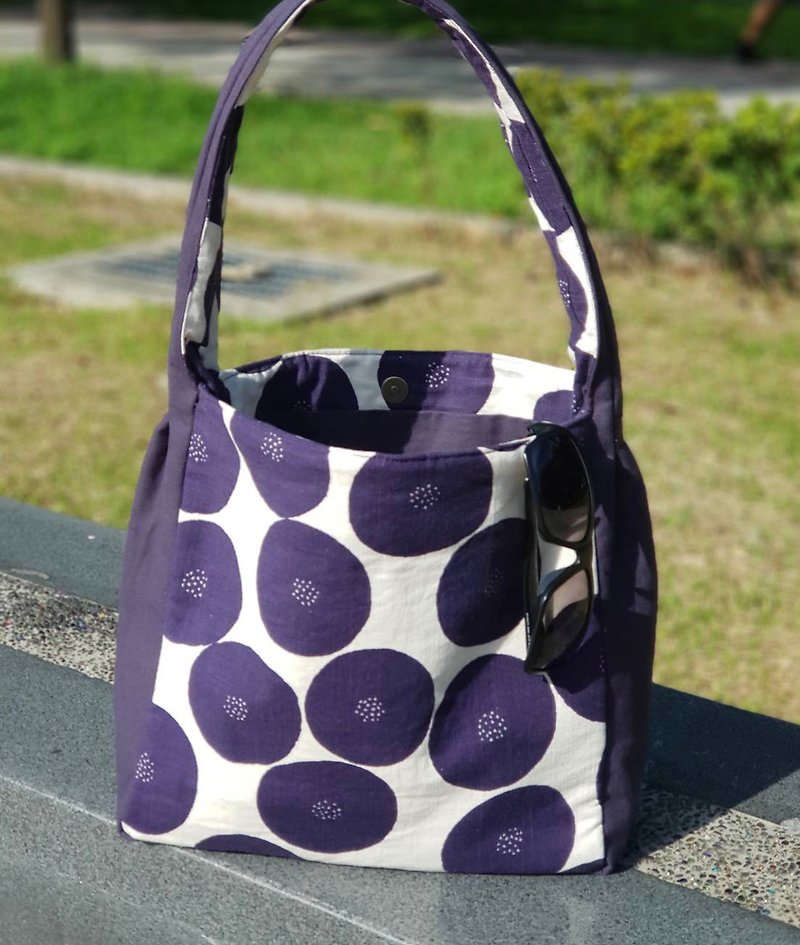 Purple Polka Dot Flower Shoulder Bag - Messenger Bags & Sling Bags - Cotton & Hemp Purple