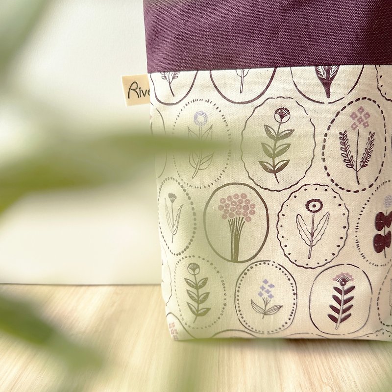 【River】Small Portable Walking Bag/Flower and Plant Collection/Purple - กระเป๋าถือ - ผ้าฝ้าย/ผ้าลินิน สีม่วง