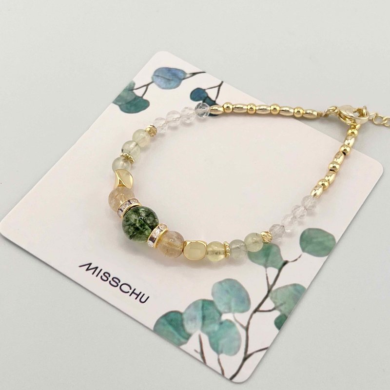 [Natural crystal beaded bracelet] Patrick Forest Gold - สร้อยข้อมือ - คริสตัล สีเขียว