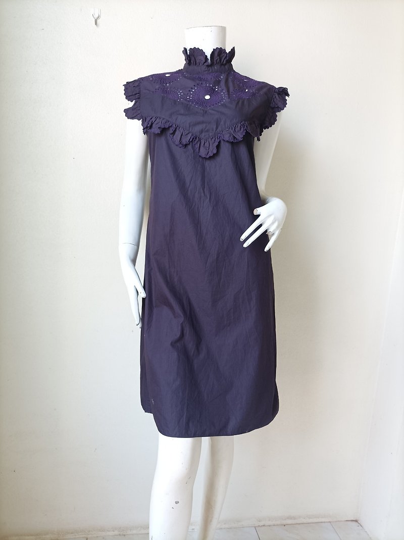 NINA RICCI Womens Eyelet Cotton Sleeveless Long Knee Length Dress Size 36 Small - One Piece Dresses - Cotton & Hemp 