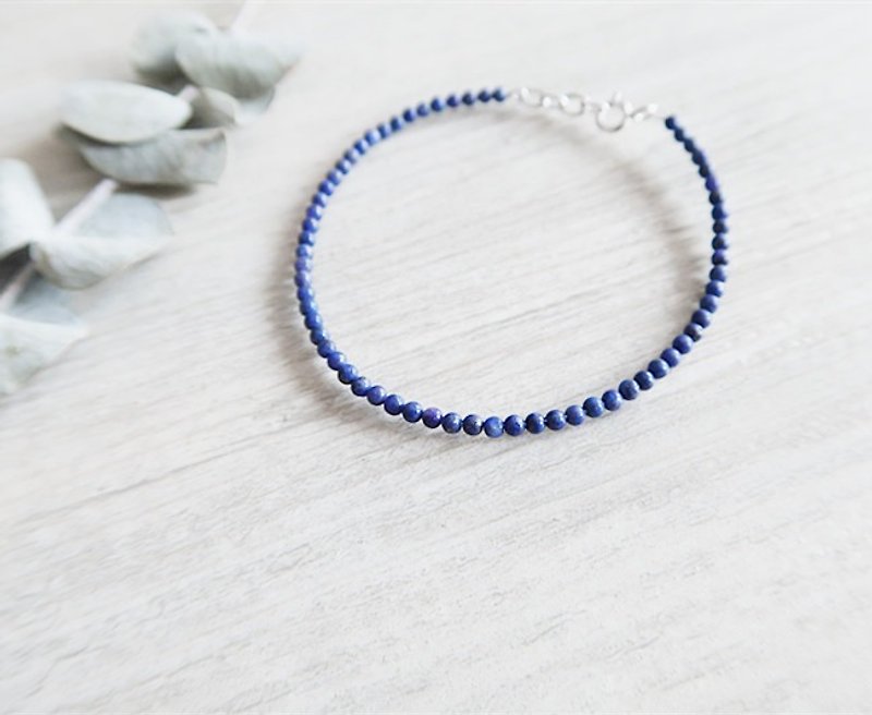 Bracelet Lapis lazuli Sterling Silver - สร้อยข้อมือ - เงินแท้ สีน้ำเงิน