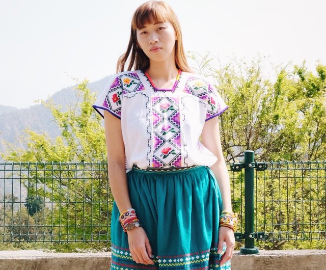 スカート vintage Guatemala hand stitch skirt Vintage 70s Guatemalan Wrap Skirt Maya Indigo Blue Marbled