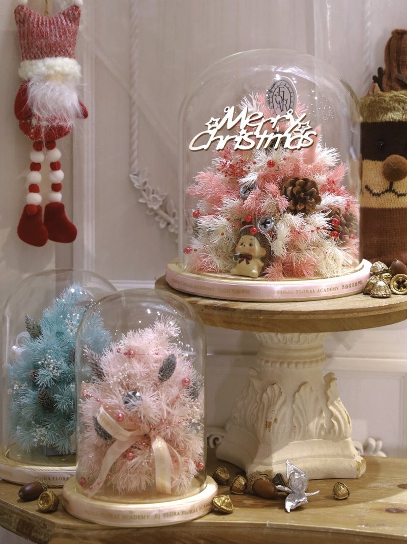 プリザーブドフラワーのクリスマスツリー ガラスドーム クリスマス限定 - 置物 - 寄せ植え・花 多色