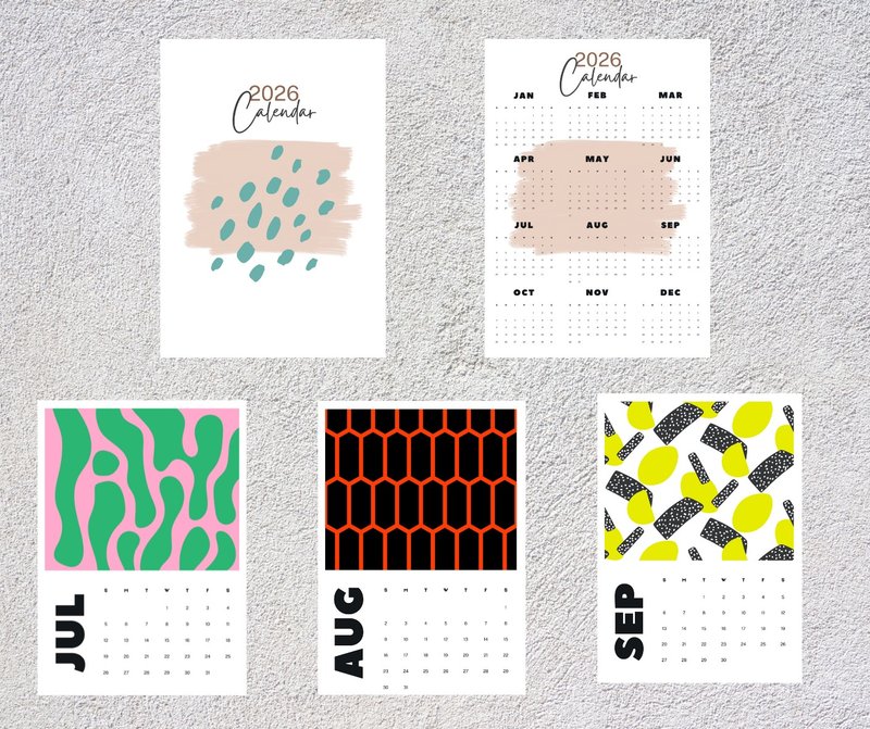 Modern Flow 2026 – Digital Calendar Wall Art Poster - 其他數位商品 - 其他材質 