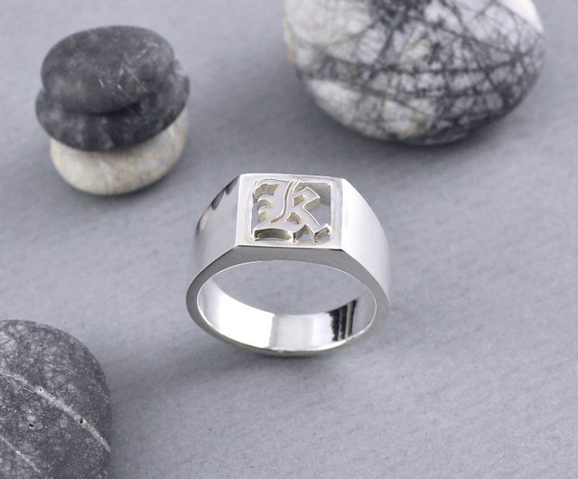 Sterling Silver Alphabet Signet Ring - Shop GreenRock Jewelry