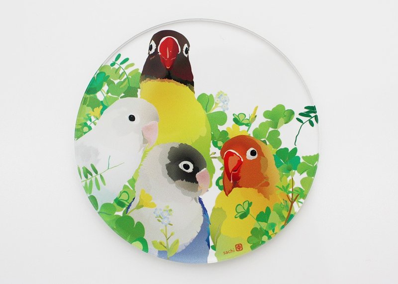 Acrylic coaster - Lovebird - ที่รองแก้ว - อะคริลิค สีใส