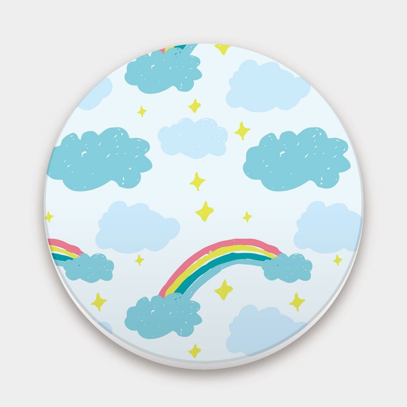 天空 彩虹雲朵 陶瓷吸水杯墊 005 - 杯墊 - 陶 藍色