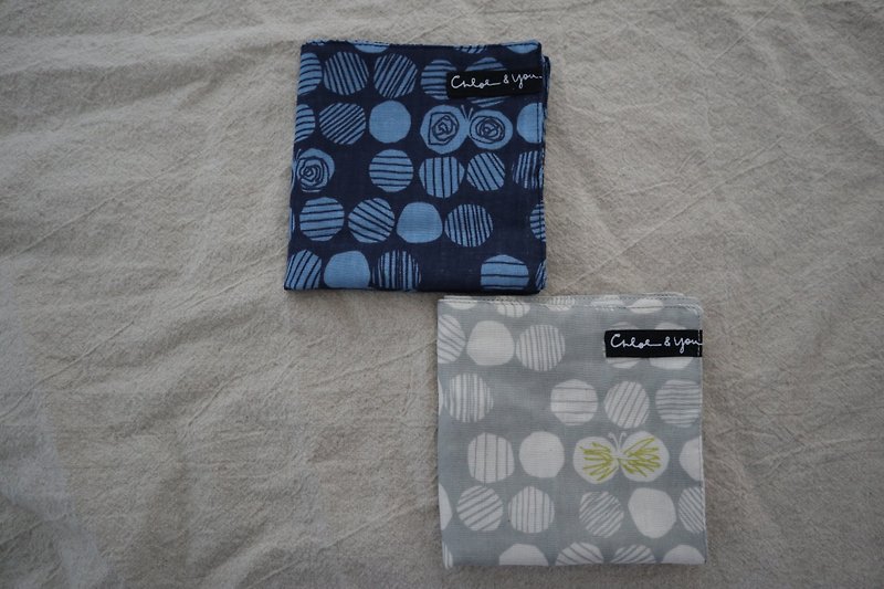 Double yarn handkerchief (dot butterfly) (sold out of gray) - ผ้าเช็ดหน้า - ผ้าฝ้าย/ผ้าลินิน 