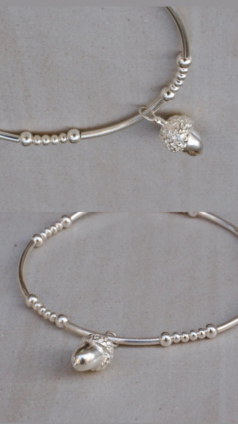 Acorn Elastic Bracelet Sterling Silver Bracelet - สร้อยข้อมือ - เงินแท้ สีเงิน