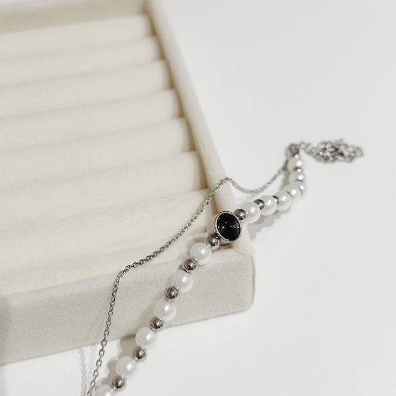 Mimis 設計款 不鏽鋼 星辰珍珠 胎毛手鍊 - 嬰兒手鍊/飾品 - 銀 