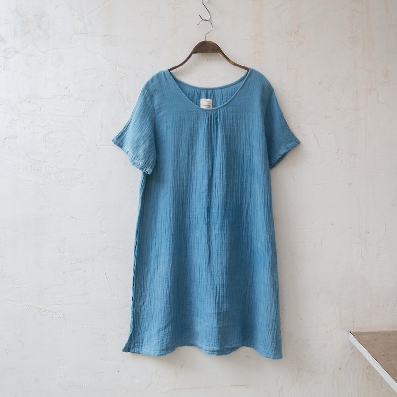 Loose Tunic | Indigo dyed soft cotton | - Women's Tops - Cotton & Hemp Blue