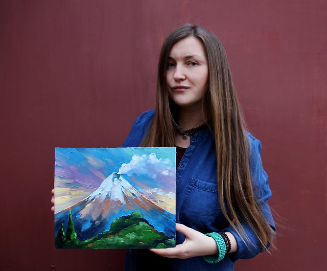 オリサバ火山絵画メキシコオリジナルアート山の風景メキシコの壁