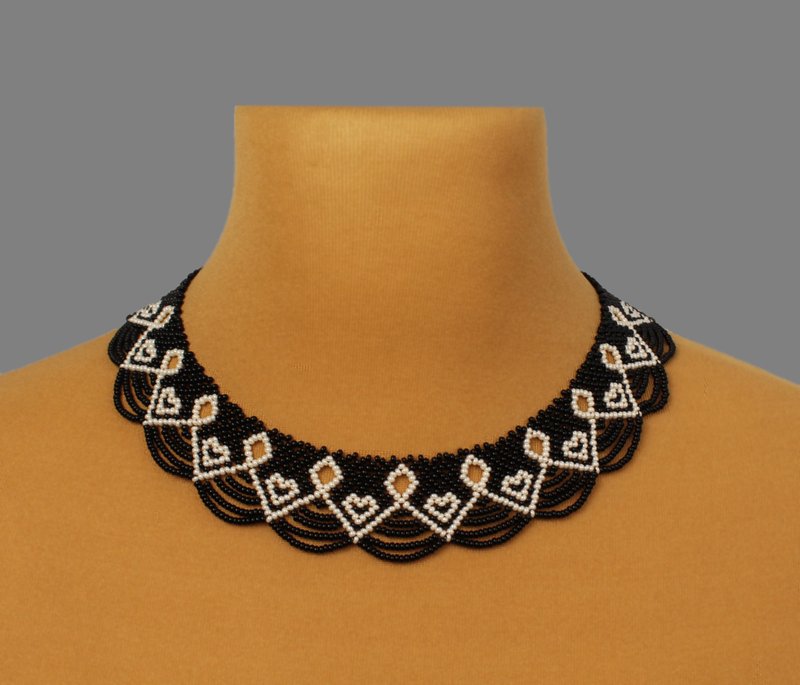 Collar necklace modern jewelry - สร้อยคอทรง Collar - แก้ว สีดำ