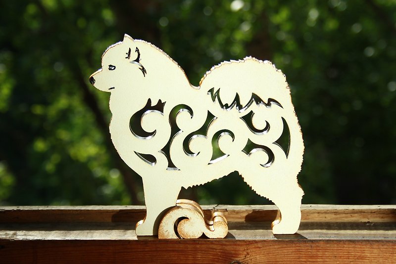 Samoyed dog, figurine made of wood - 裝飾/擺設  - 木頭 