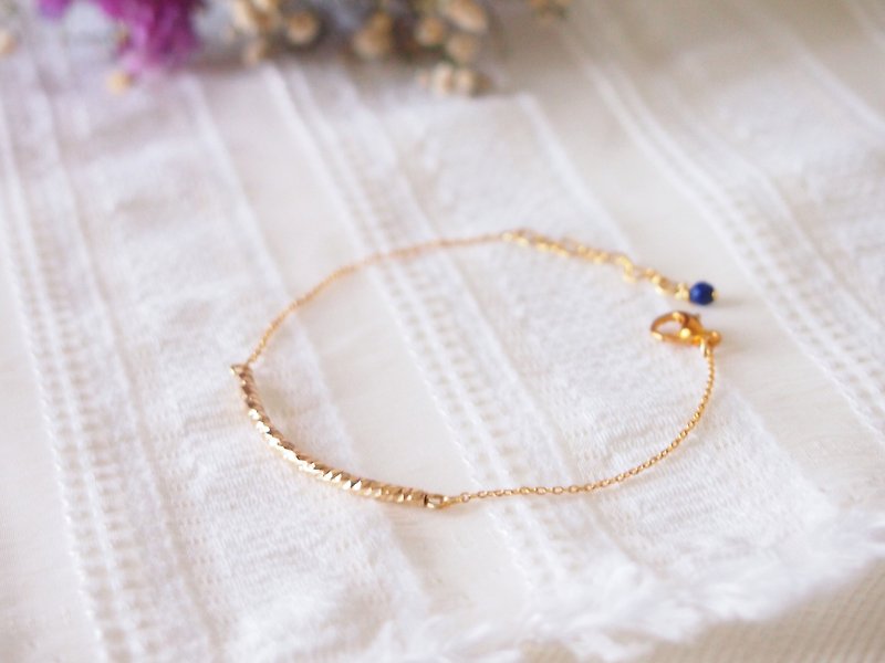 Anniewhere | Small personality | Metal curved tube lapis lazuli bracelet and anklet - Bracelets - Gemstone Gold