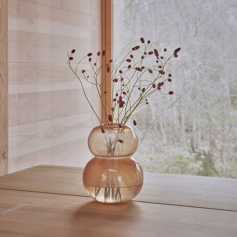 OYOY Lasi 手作琉璃葫蘆花器 / 暖褐色 - 花瓶/陶器 - 玻璃 