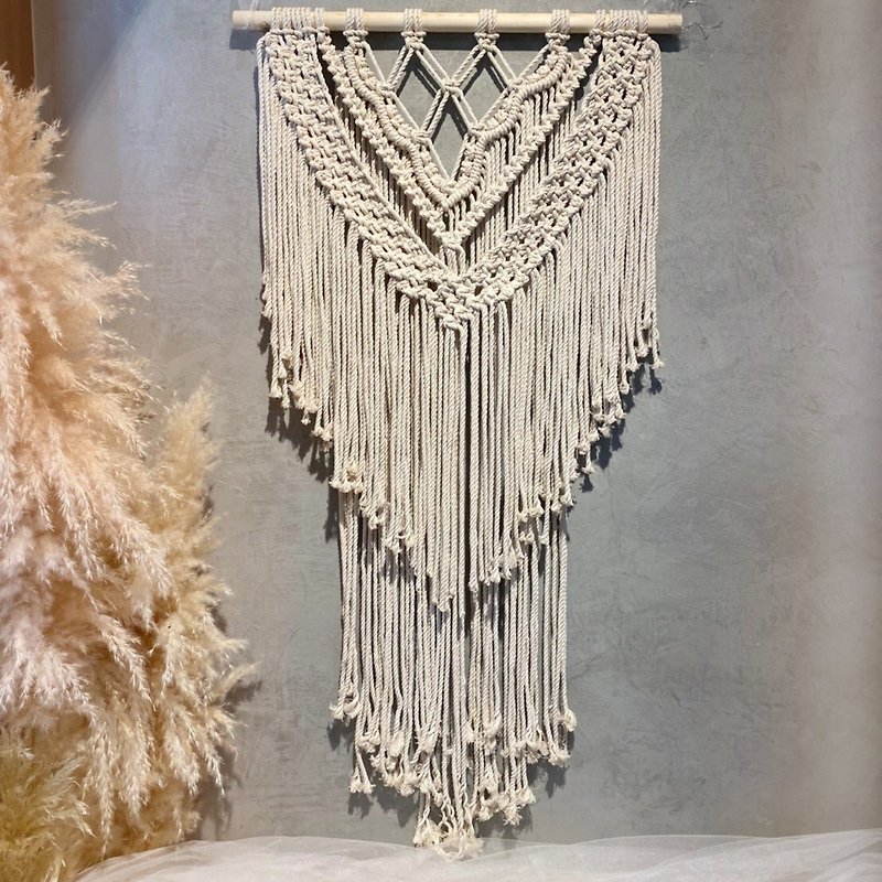macrame woven bohemian tapestry pendant wall hangings - Items for Display - Cotton & Hemp White