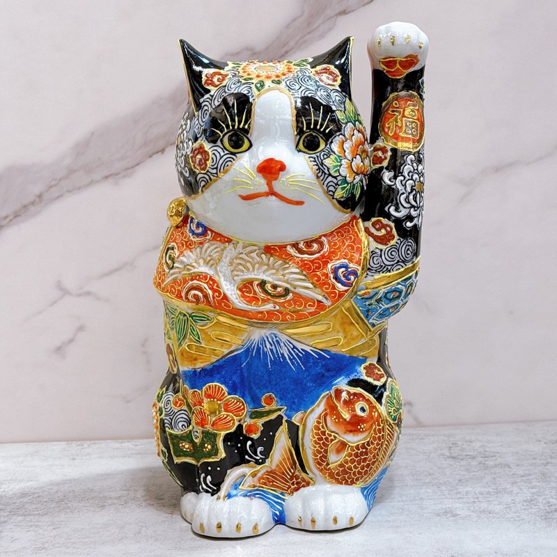 【富嶽大祥】日本九谷燒招財貓 | 富士大富 - 10號 - 擺飾/家飾品 - 瓷 多色
