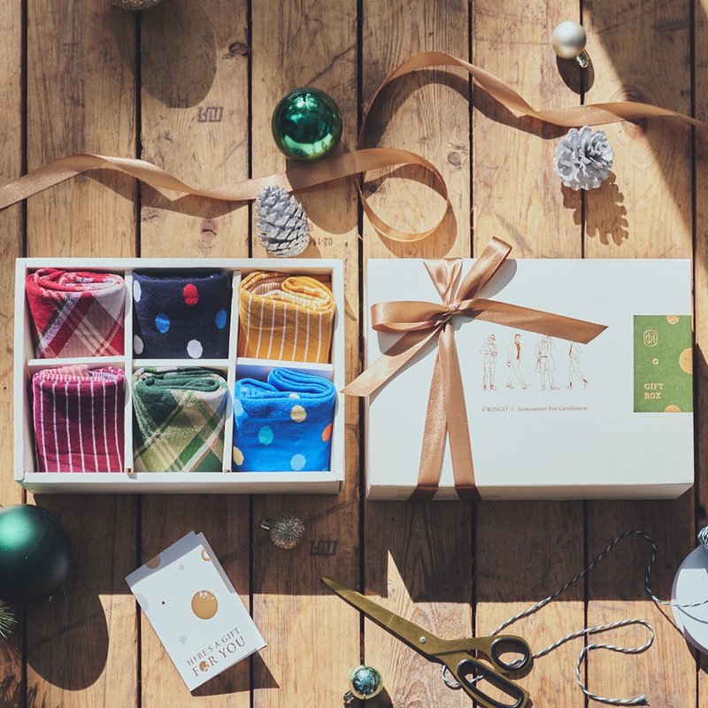 【聖誕節禮物】聖誕繽紛紳士襪禮盒 男襪 - 襪 - 棉．麻 多色