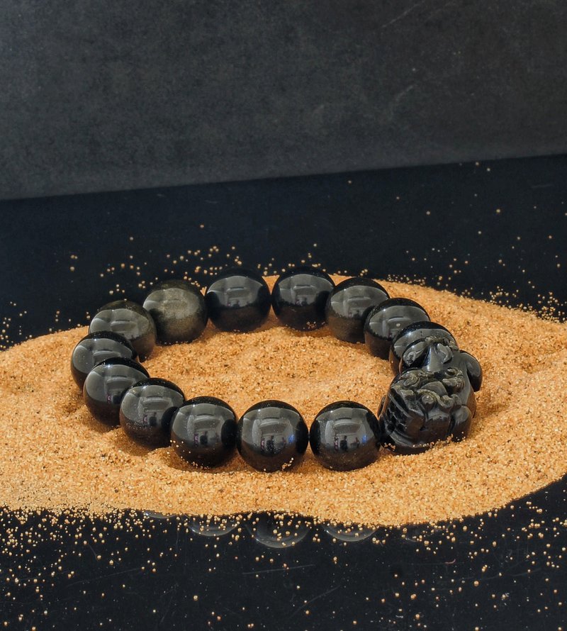 Obsidian 14mm  crystal bracelet - Bracelets - Semi-Precious Stones 