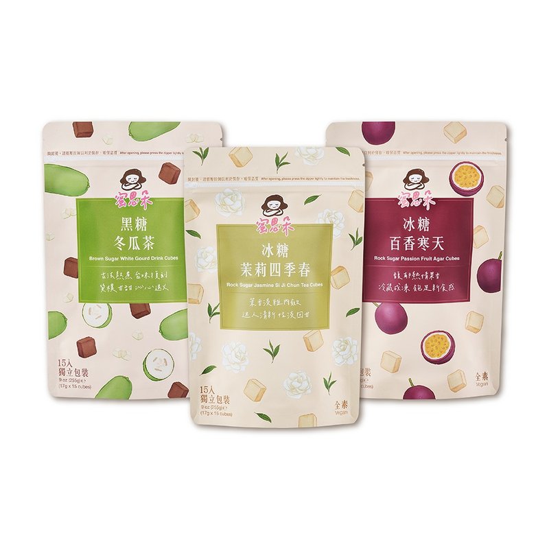 黑糖冰糖茶磚 涼夏冰爽組 (冬瓜茶/茉莉四季春/百香寒天) - 蜂蜜/黑糖 - 其他材質 綠色
