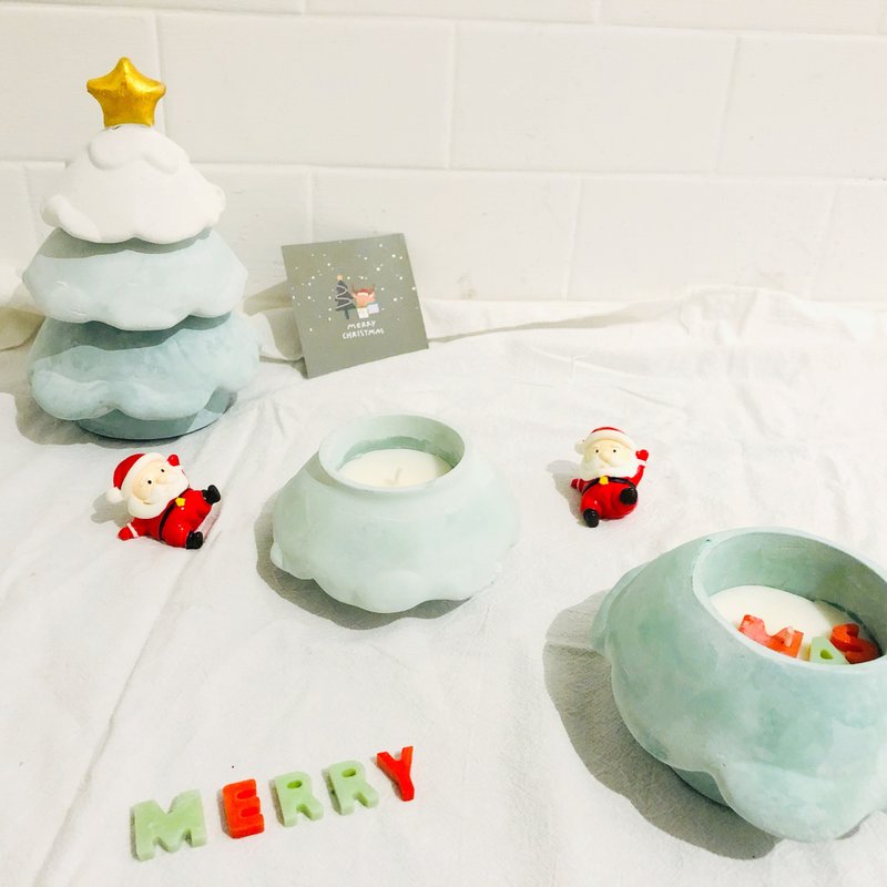 【Christmas Gift】Scented Series - Christmas Tree Concrete Candle - Candles & Candle Holders - Cement Green
