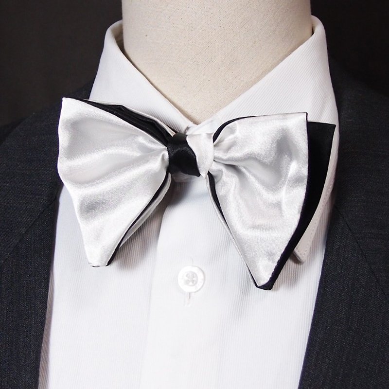white and black bow tie-- double sided available - Ties & Tie Clips - Other Materials White