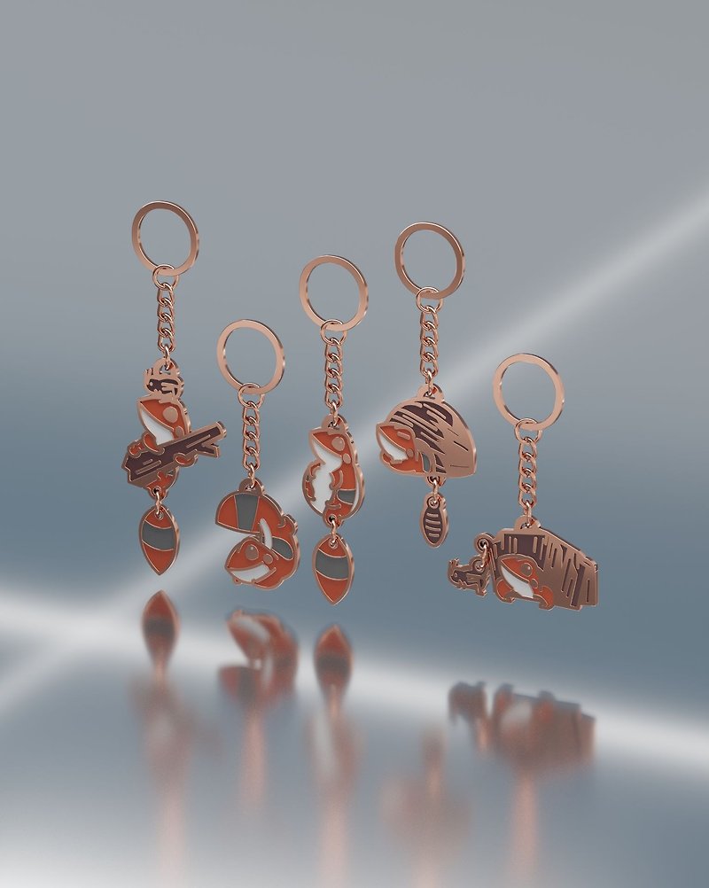Cute Gecko Soft Enamel Keychain Badge Set - Rose Gold (5pcs) - เข็มกลัด/พิน - โลหะ หลากหลายสี