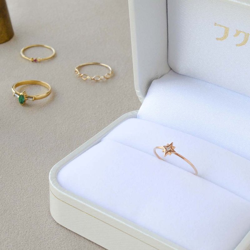 Gold Polish Ring 黃金鑽石戒指 日本製造 Octagram - 戒指 - 貴金屬 