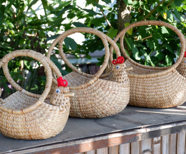 Vintage Woven Stick Market Basket Natural Weaved Harvest Basket