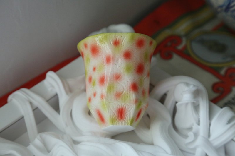 手繪陶瓷咖啡杯抽象涂鴉漸變波點釉色陶瓷杯|交換禮物 - 咖啡杯/馬克杯 - 陶 多色