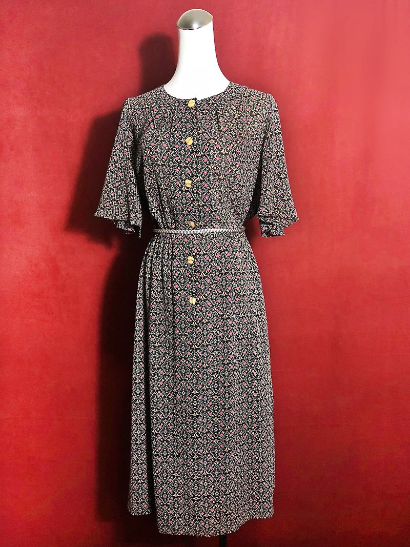 Totem arc sleeves chiffon vintage dress / abroad brought back VINTAGE - ชุดเดรส - เส้นใยสังเคราะห์ หลากหลายสี