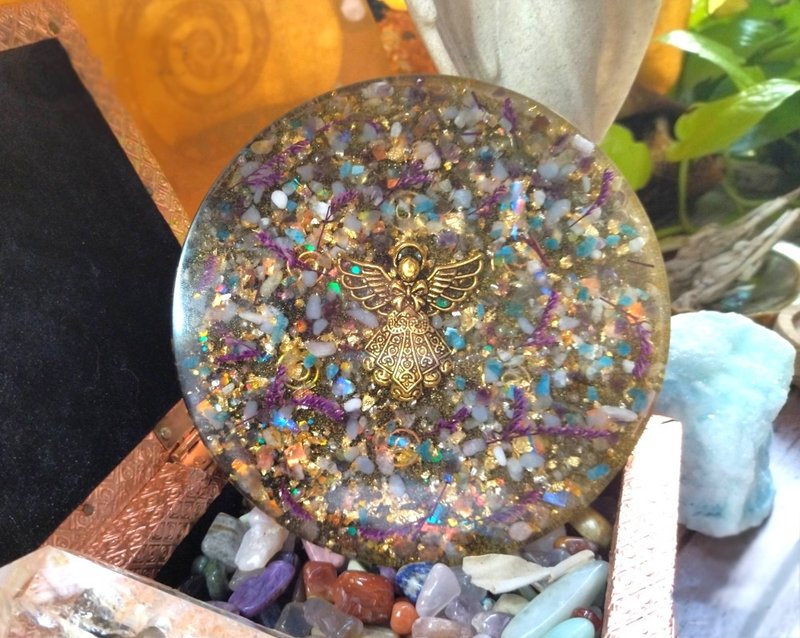 天使圓形能量充電盤 | 淨化水晶飾物 | 家居用品 - 杯墊 - 水晶 紫色