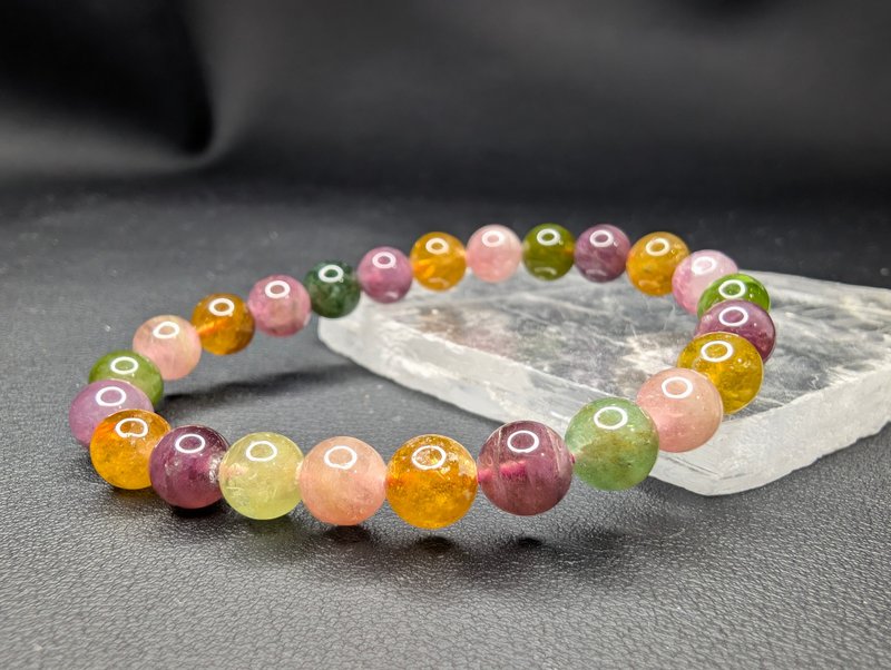 碧璽 Tourmaline 7.5mm 手串 手鍊 天然水晶 水晶手鍊 - 手鍊/手環 - 水晶 