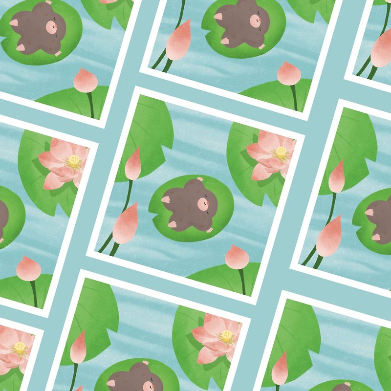 Illustration postcard-Lotus lotus leaf hair [Mole Amao] - การ์ด/โปสการ์ด - กระดาษ 