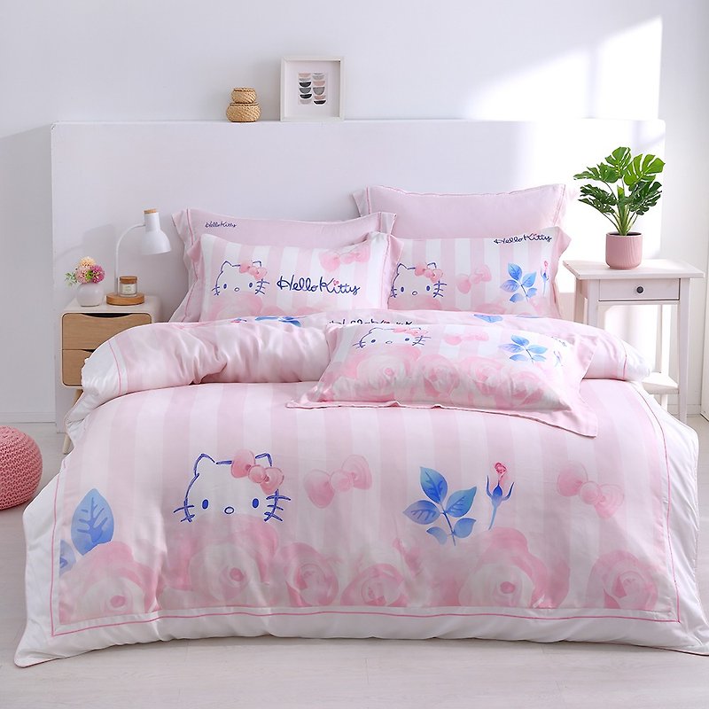 Hello Kitty-Lyocell Tencel-Bed Duvet Set-Romantic Garden-Authentic Authorized-Made in Taiwan - Bedding - Silk 