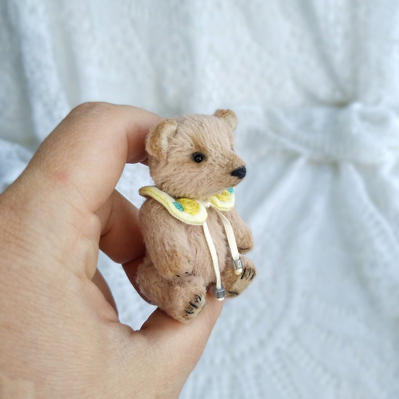 Miniature teddy, author's art toy, small cute teddy bear, OOAK - Stuffed Dolls & Figurines - Other Materials Multicolor