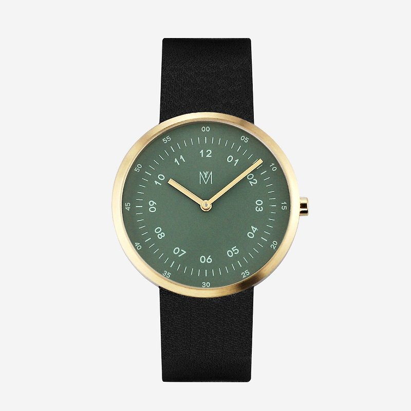 Dusty Olive 40mm - Brown Leather | Swiss Movement | Sapphire Crystal Glass - นาฬิกาผู้หญิง - วัสดุกันนำ้ สีเขียว